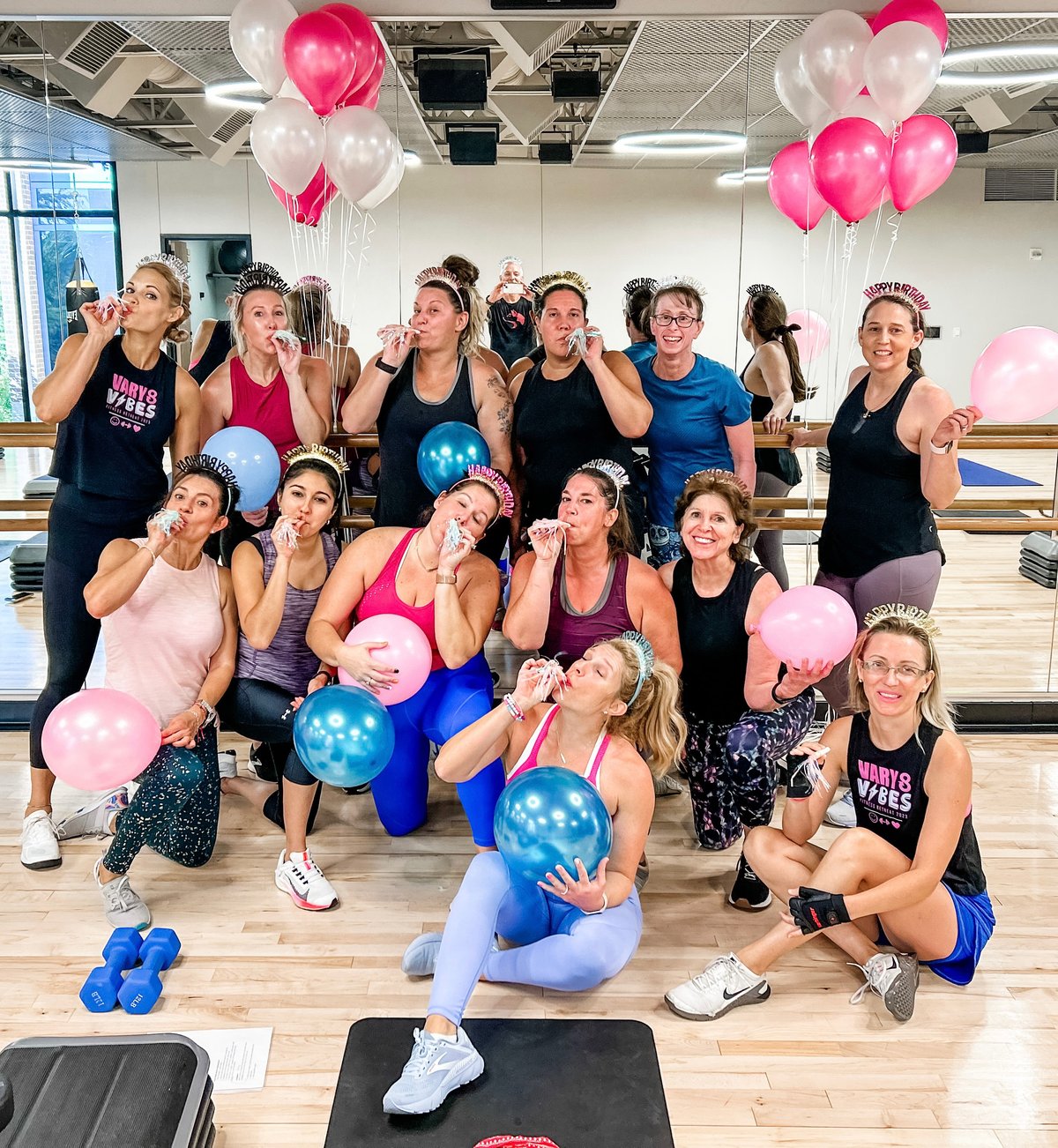 Vary-8 themed class with balloons and party hats