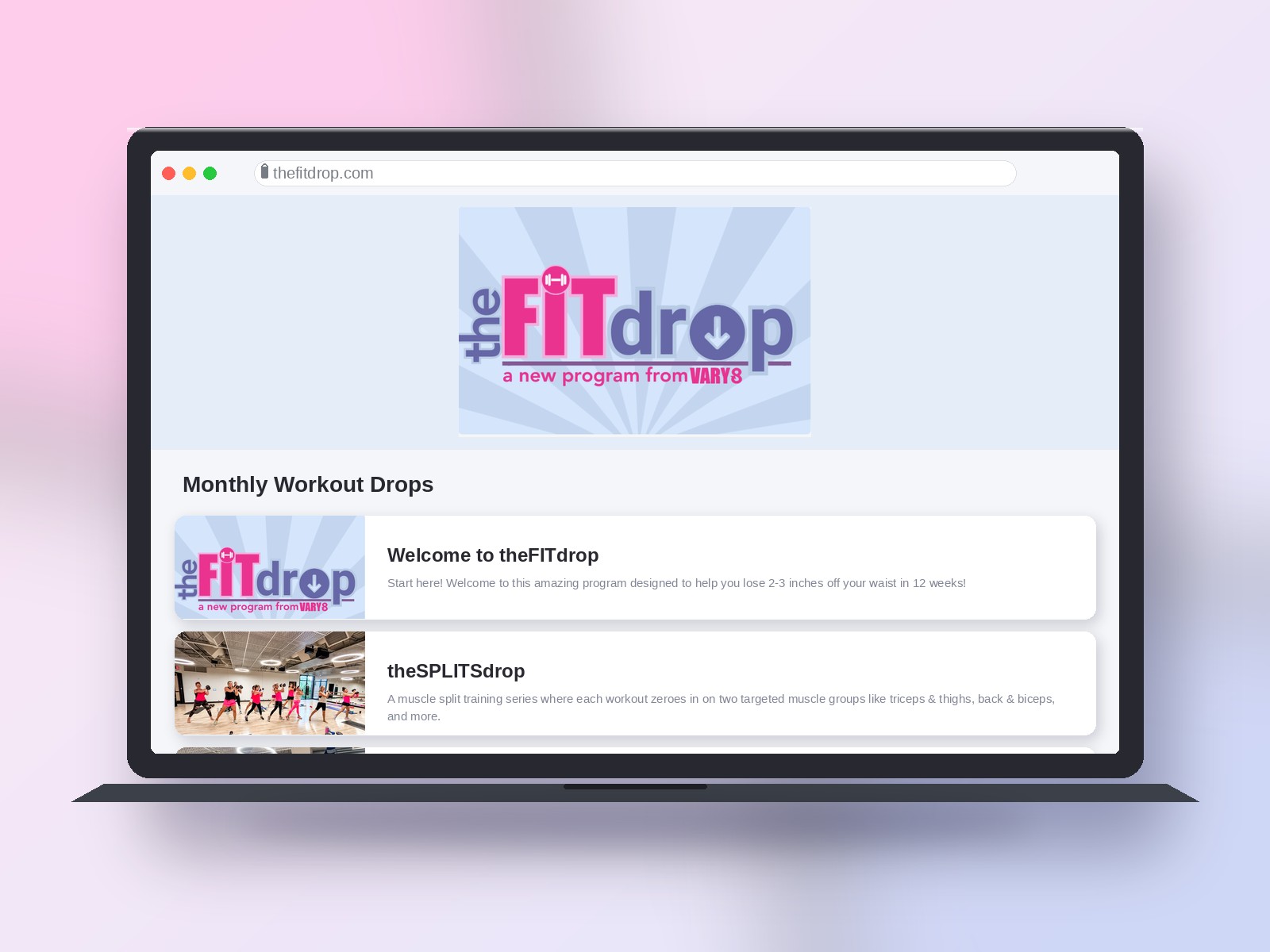 theFITdrop online nutrition program preview on a laptop screen